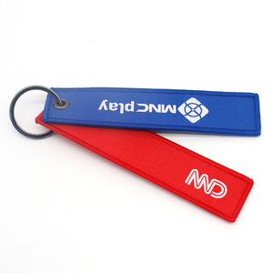 Cheap Price Customize Personal Logo Woven Embroidered Durable Fabric Key Chains for Promotional Use with Custom Size Own Design