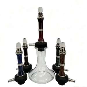 Juego de Hookah de Vidrio Transparente, Estilo Madera, Base de Metal, Múltiples Boquillas, para Salón, Bar, Uso Doméstico - Product Image 1