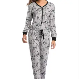 Оптовая продажа, женская зимняя Пижама, комбинезон с длинным рукавом, Пижама для взрослых