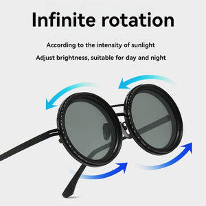 High Quality Round Polarized Brightness Adjustable Sunglasses Aperture ND Filter Tint Adjustment Sunglasses with Camera Lens - Product Image 4