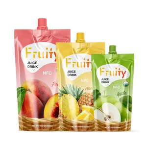 Custom Printed 100ml 250ml 1000ml Beverage Drinking Folding Water Liquid Packaging Reusable Juice Spout Pouch Bag With Lid