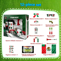 Kit de Fan 2026 Thème Drapeau Mexicain : Bracelet, Autocollants Visage, Lunettes de Soleil, Bâtons de Support pour Événements Sportifs de Football