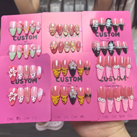 Faux ongles à presser faits main en gros, motif fleur 3D, French Manucure, dégradé nude, imprimé tigre, longs, forme amande, réutilisables, fournitures de salon personnalisées