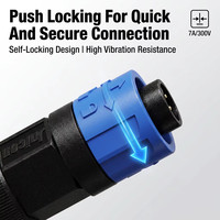 Connecteur étanche M12 mâle/femelle, service OEM ODM, 2, 3, 4, 5 broches, verrouillage par poussée, fiche circulaire IP67 pour LED
