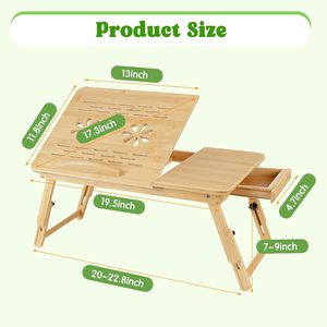 Nouveau bureau d'ordinateur portable réglable en bambou avec tiroir <span class=keywords><strong>plateau</strong></span> de <span class=keywords><strong>lit</strong></span> d'ordinateur portable de chevet avec conception de ventilateur <span class=keywords><strong>pour</strong></span> bureau surf lecture manger - Product Image 6