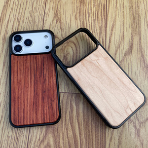Coque de téléphone antichoc en bois véritable naturel TPU+PC pour iPhone 16, 15, 14, personnalisable, coque de téléphone en bambou pour iPhone 17 Pro Max - Product Image 6