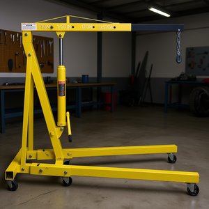 Elevador de Motor Plegable Amarillo de 2 Toneladas, Grúa Hidráulica de Acero para Talleres de Reparación de Maquinaria - Product Image 2