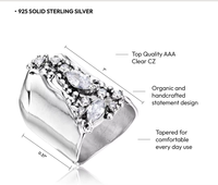 Bague en argent sterling 925 - Bague bouclier avec zircone cubique - Bagues de déclaration au design vintage pour femmes