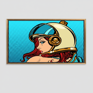 Modern Astronaut Woman <b>Canvas</b> Print: Pop Art Wall Decor,GOLD <b>FRAMED</b> <b>CANVAS</b> - Product Image 2