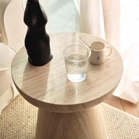 Table d'appoint moderne ModHomi en fibre de verre, aspect travertin, table basse ronde minimaliste en forme de champignon pour salon