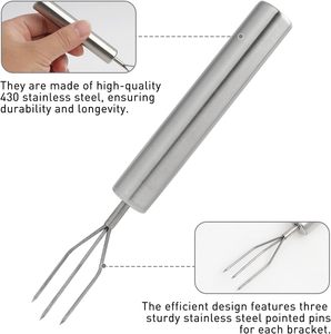 Annlpoy, 1 pieza, tenedores sostenibles <span class=keywords><strong>de</strong></span> acero inoxidable para patatas, brochetas Trident elegantes robustas para verduras, barbacoas, Manual <span class=keywords><strong>de</strong></span> lavado a mano - Product Image 3