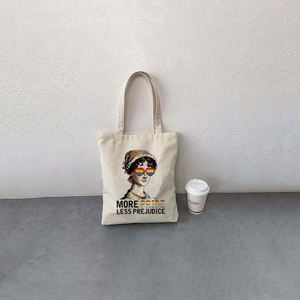 Bolsa de Mano Reutilizable de Gran Capacidad con Diseño de Orgullo LGBT, con la Frase 'Más Orgullo, Menos Prejuicios', Bolsa de Hombro para Regalo - Product Image 3