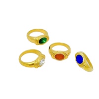 Bague Mylove personnalisée en laiton plaqué or 18 carats ou en acier inoxydable, simple, géométrique, avec pierres précieuses colorées en zircon pour femmes