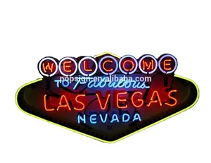 Oem Cina Pemasok Kaca Garasi Mobil Tanda Neon Kustom Logam Antik Dapat Las Vegas Tanda Lampu Neon