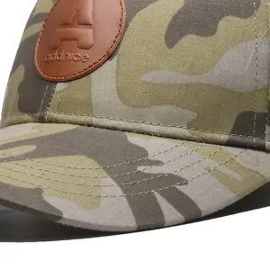 Topi kulit Camo 6 Panel Logo kustom topi bisbol anak balita