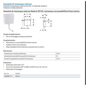 Para Geberit AP140, Cisterna de Descarga con Botón Único, Descarga Doble, Plástico ABS para Baños o Urinarios de Hotel - Product Image 2