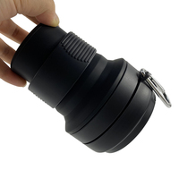 Vaso de Viaje Plegable de Silicona de 12 oz, Libre de BPA, Personalizado, para Camping, Bebidas Calientes y Frías, Taza de Café Plegable de 350 ml con Tapa y Mosquetón