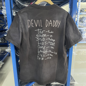 Maglietta da uomo di alta qualità Saint Michael magliette da uomo DEVIL DADDY Hop Street lavate nere Vintage a maniche corte per - Product Image 2