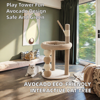 Arbre à chat tout-en-un, mignon et écologique, avec 4 niveaux en satin, griffoirs, lit douillet pour animaux de compagnie, montage facile, emballage en carton pour chats d'intérieur