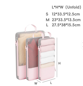 Bộ 3 Chất Lượng Cao Polyester Có Thể Gập Lại Nén Đóng Gói Cubes Giản Dị Dây Kéo Quần Áo Tổ Chức Túi Xách Tay Mềm Bán Buôn - Product Image 5