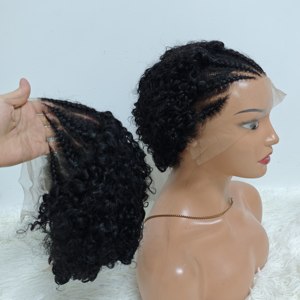 Letsfly Promotion 23$ <b>Braid</b> Curly <b>Wig</b> 13x4 Lace Frontal Black 10inch Short Brazilian Hair 100% Human Hair <b>Wig</b> Wholesale 140gram - Product Image 1