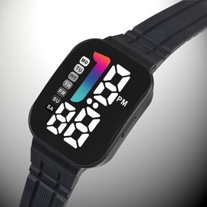 Nouvelle montre de sport LED rectangulaire personnalisée, affichage lumineux, résistante à l'eau 10m, bracelet en ABS et acrylique pour collégiens - Product Image 2