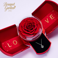 Vente en gros de boîtes cadeaux pour la Saint-Valentin/Fête des Mères, boîte à bijoux en fleurs éternelles, rose éternelle, fleurs préservées faites à la main