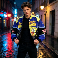 Veste décontractée légère pour homme Kuest, style boutonné, avec imprimés de personnages animés, service ODM OEM