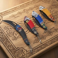 Klassieke Zwarte Coating Vouwmes Klein Pakketmes 3D Geprint ABS Handvat Kampeer Cadeau Sleutelhanger EDC Zakmes