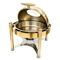 Ensemble de réchauds de luxe à couvercle roulant, chauffe-plats commerciaux en acier inoxydable pour buffet avec supports à combustible, équipement de restauration