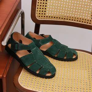 Italian summer, British retro, versatile, handcrafted full-grain woven leather casual sandals <b>for</b> <b>men</b> - Product Image 3