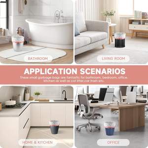 Bolsas de Basura Pequeñas con Cordón, Bolsas de Basura Mini Blancas sin Perfume, Forros Resistentes para Cestas de Basura para Baño, Cocina, Oficina - Product Image 6