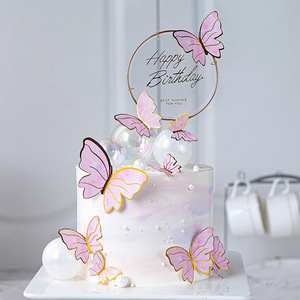 DIY <strong>butterfly</strong> <strong>Cake</strong> Decoration Golden Line 3D <strong>Purple</strong> pink <strong>butterfly</strong> Kits Decoration for Birthday Party <strong>Cake</strong> - Product Image 2
