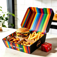 Cajas de Papel para Comida Rápida Biodegradables y Ecológicas con Logotipo Impreso Personalizado, para Hamburguesas, Papas Fritas y Pollo Frito, con Relieve