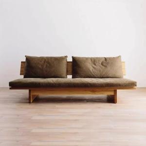 Solid Wood <b>Sofa</b> Wabi Sabi Style Minimalist Design Upholstered Foam Filling Straight Shape <b>For</b> Living Room - Product Image 1