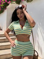 LSQ1178 Nouveauté 2026 Ensemble short moulant taille haute sexy et short rayé ajusté