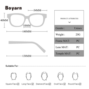 Boyarn Factory Ultralight Half Frame <strong>Reading</strong> <strong>Glasses</strong> +0.25 0.5 0.75 1.25 1.5 2 2.5 3 <strong>4</strong> Women Men Square Resin Presbyopic <strong>Glasses</strong> - Product Image 6