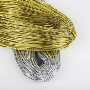 Cordón Elástico Dorado y Plateado <span class=keywords><strong>de</strong></span> 3.0mm al por Mayor, 100% Nailon para Bolsas, Prendas, Zapatos, Etiquetas Colgantes - Product Image 3