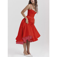 Robe de princesse mi-longue sans manches respirante haut de gamme pour l'été, style français, double couche, à bretelles, en modal et cachemire pour femme