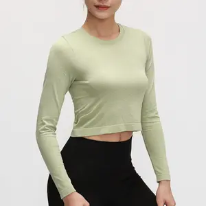 Suelto deportes Tops de mujer de manga larga Camiseta de malla transpirable de secado rápido ropa de yoga Top Fitness