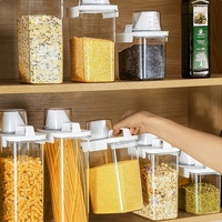 Distributeur de céréales hermétique en plastique avec bouton poussoir pour farine, grains et riz – Organisateur de garde-manger de cuisine