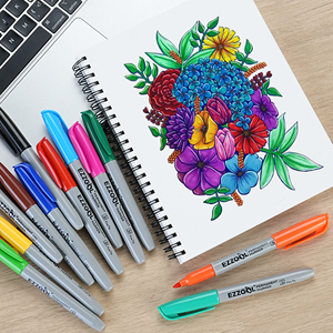 Pacchetto alla rinfusa 72 pennarelli permanenti a punta Fine 12 colori assortiti per bambini adulti per la colorazione dell'ufficio scolastico-forniture per la scuola - Product Image 4