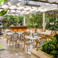 Chaise de bistrot moderne empilable en rotin PE, tressée à la main, imperméable, pour l'extérieur, idéale pour les hôtels et les parcs