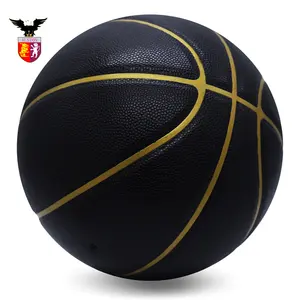 Bola Basket kustom harga lebih murah mode Coklat Hitam PU kulit Ukuran 7 bola basket