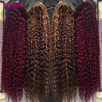 Prix de gros Perruques en cheveux humains brésiliens bruts, densité 200% 250, ondulation Water Wave, Lace Front HD 13X4 13X6, sans colle, pour femmes