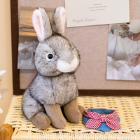 Peluche Lapin Réaliste en Gros, Jouet en Peluche Doux et Moelleux, Lapin Assis Réaliste, Poupée en Peluche pour Enfants, Cadeau Apaisant pour le Sommeil, Décoration Maison