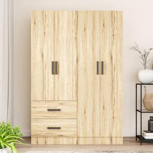Armoire autoportante sur mesure couleur naturelle à 4 portes avec tringle de suspension, étagères et 2 tiroirs - Product Image 2