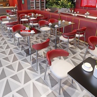 Comptoir de bar de style industriel personnalisé pour un restaurant de hot pot ou un restaurant de barbecue avec tables et chaises en acier inoxydable
