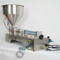 Machine de remplissage de sauces, emballage de piments, arachides, tomates, huile de pâtes, remplisseur pneumatique à piston avec trémie en U