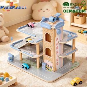 Jouet éducatif de haute qualité pour enfants, <span class=keywords><strong>garage</strong></span> de stationnement pour voitures en <span class=keywords><strong>bois</strong></span> de grande taille, 3 étages, avec véhicule jouet pour garçons - Product Image 1